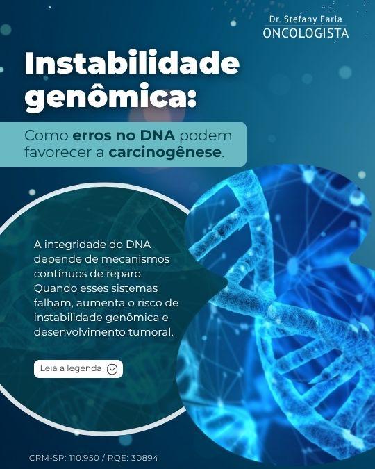Instabilidade genômica. Como erros no DNA podem favorecer a carcinogênese.